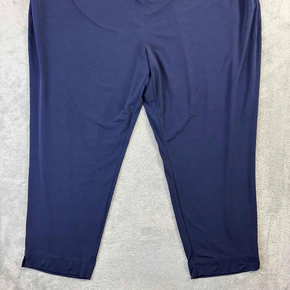 Susan Graver Pants Womens 3X Navy Modern Essentials Liquid Knit Crop Pull On
